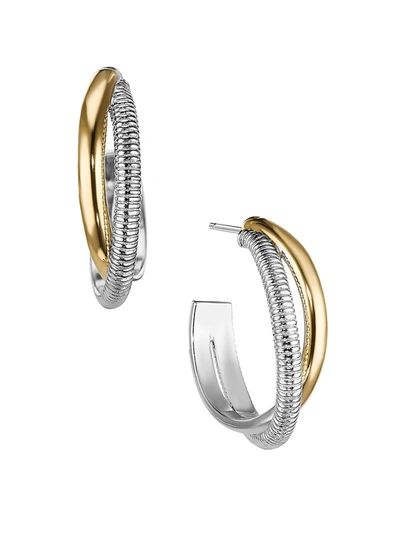 Judith Ripka Women's Eternity 18k Yellow Gold & Sterling Silver Round Hoop Earrings