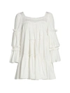 Aje Women's L'espirit Tiered Cotton Mini Dress In White,red