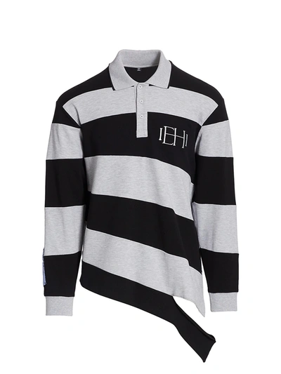 Alexander Mcqueen Wrapped Striped Polo In Grey