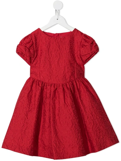 Abel & Lula Kids' Floral Jacquard Print Dress In Red