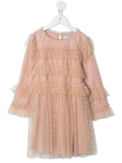 Abel & Lula Kids' Tiered Ruffle Tulle Dress In Pink