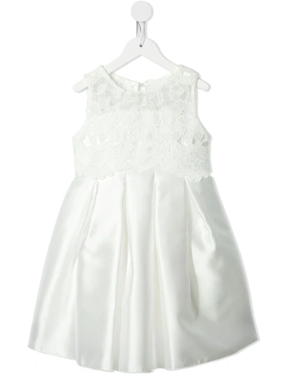 Abel & Lula Kids' Floral Lace Satin Dress In White