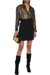 Saint Laurent Draped Crepe Mini Skirt In Black