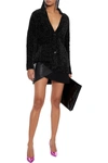 Saint Laurent Metallic Flecked Chenille Cardigan In Black