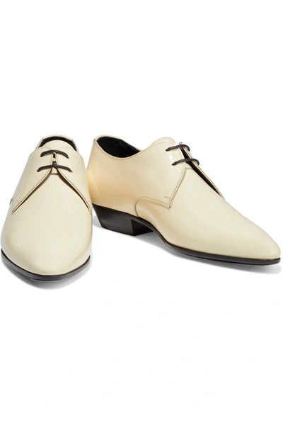 Saint Laurent Jonas Patent-leather Brogues In Ivory