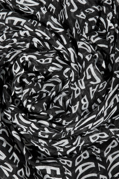 Balenciaga Printed Modal And Silk-blend Gauze Scarf In Black