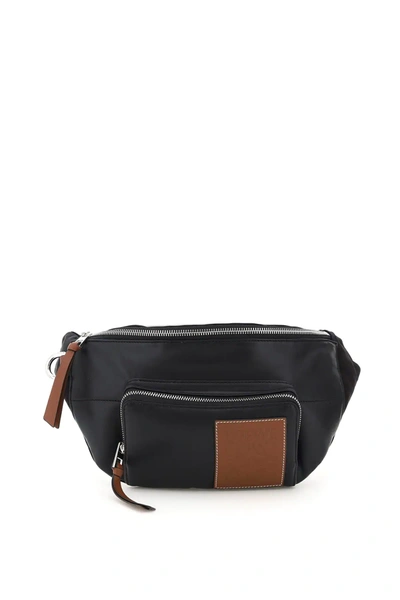 Loewe Puffy Belt Bag In Nappa And Fabric In Black,brown