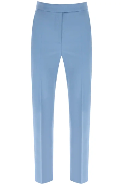 Max Mara Pantalone Tempo In Lana Mohair In Blue,light Blue