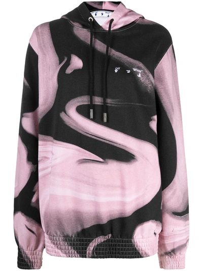Off-white Pink And Black Liquid Melt Woman Oversize Hoodie