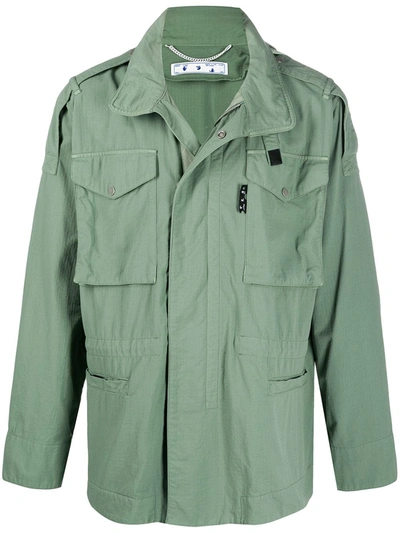 Off-white Arrows Logo Field Jacket In Green