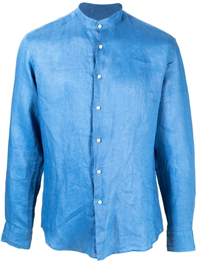 Peninsula Swimwear Crinkled Effect Curved Hem Shirt In Blue