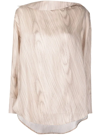 Aeron Wave Print Oversized Blouse In Neutrals