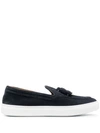 Fratelli Rossetti Suede Moccasin With Tassels And Contrasting Sole In Blue