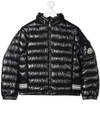 MONCLER LOGO-PATCH GLOSSY PADDED JACKET