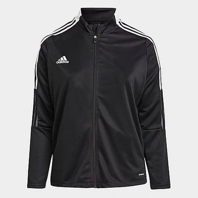 Adidas Originals Adidas Women's Essentials Primegreen Warm-up Track Jacket (plus Size) In Black/white