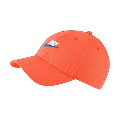 Nike Sportswear Heritage86 Futura Washed Adjustable Back Hat In Orange