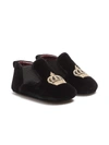 DOLCE & GABBANA CROWN PATCH VELVET SLIPPERS