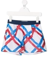 Simonetta Distressed Tartan-print Shorts In Blue