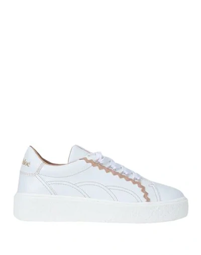 See By Chloé Sevy Rickrack-trim Raised-sole Leather Trainers In White