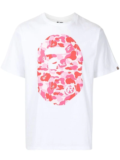 A Bathing Ape Camouflage-ape Logo T-shirt In White