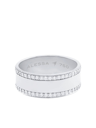 Alessa 18kt White Gold Diamond Spectrum Border Ring In Silver