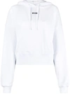 Msgm Logo-print Drawstring Hoodie In White