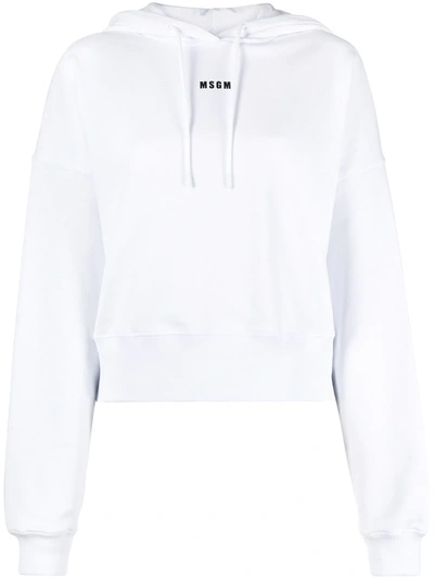 Msgm Logo Hoodie In White
