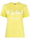 Msgm Women's 3041mdm6021729807 Yellow Cotton T-shirt In Yellow