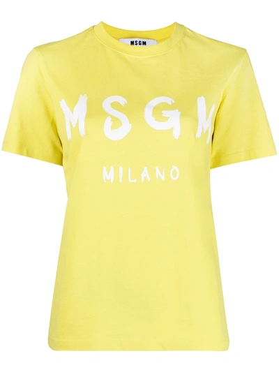 Msgm Women's 3041mdm6021729807 Yellow Cotton T-shirt In Green