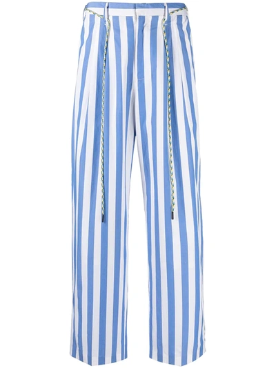 Viktor & Rolf Stripe-print Straight Trousers In Blue