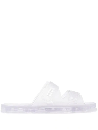 Gcds Purple Transparent Rubber Slider Sandals In White