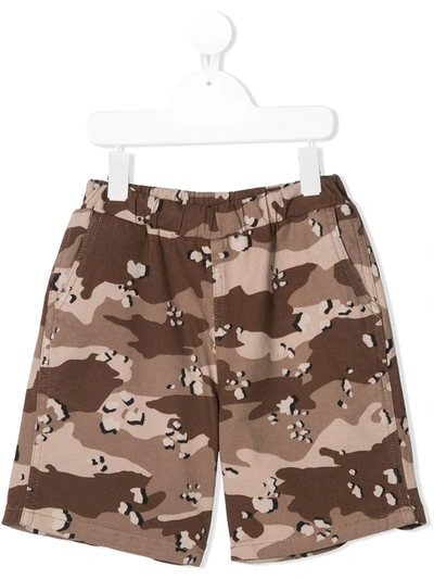 Douuod Kids' Camouflage-pattern Shorts In Brown