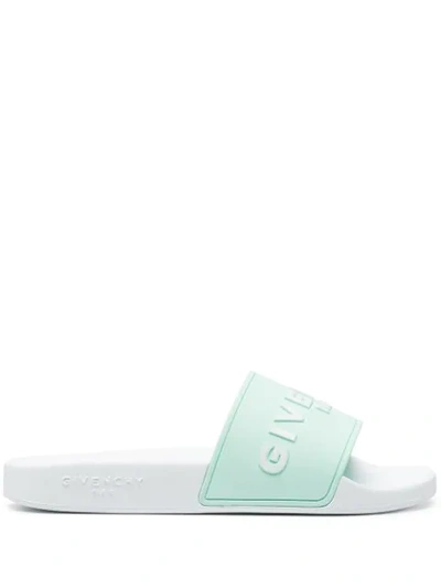 Givenchy Logo Pool Slides In Light Blue