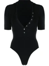 Jacquemus Yauco Buttoned Rib-knitted Bodysuit In Black