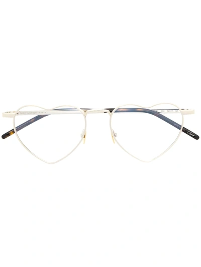 Saint Laurent Heart-frame Glasses In Silver