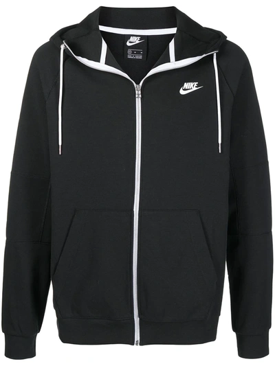 Nike Logo-print Zipped Hoodie In Black