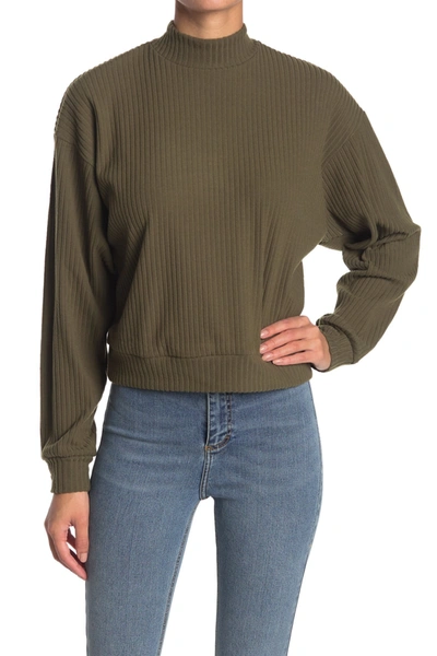 Abound Brushed Ribbed Knit Mock Neck Sweater In Olive Night