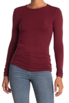 Splendid Crew Neck Long Sleeve Top In Cabernet