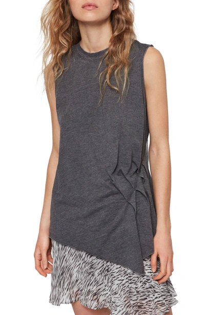 Allsaints Duma Asymmetrical Tank Top In Coal Grey