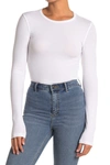 Splendid Crew Neck Long Sleeve Top In White