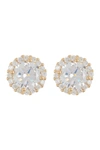 Adornia 14k Yellow Gold Plated Swarovski Crystal Halo Stud Earrings In Yellow