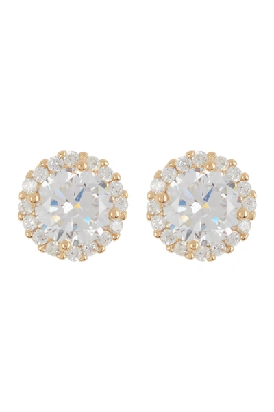 Adornia 14k Yellow Gold Plated Swarovski Crystal Halo Stud Earrings