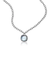 ADORNIA FINE BLACK RHODIUM PLATED STERLING SILVER DIAMOND HALO CUSHION CUT MOONSTONE PENDANT NECKLACE,731199497271