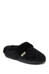 Dearfoams Claire Faux Fur Trimmed Marled Chenille Knit Clog In Black