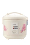 Tiger Jaz-a18u-fh 10-cup (uncooked) Rice Cooker And Warmer With Steam Basket, Floral White In White