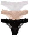 Only Hearts 3 Pack Thong In White  Black & Bone