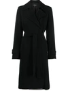 THEORY CONTARSTING TRIM BELTED COAT