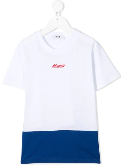 Msgm Teen Contrast-hem T-shirt In White