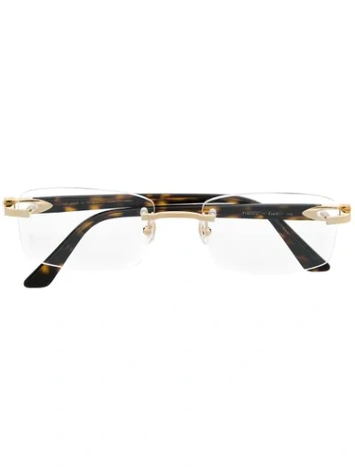 Cartier Rectangle-frame Clear Glasses In Brown