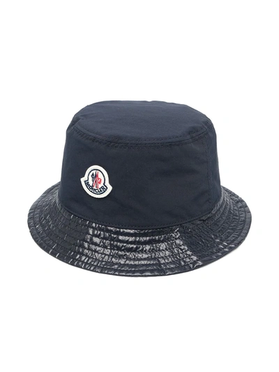 Moncler Babies' Logo-patch Bucket Hat In Blue